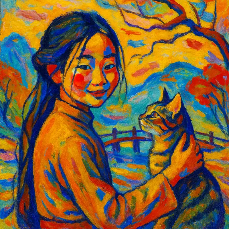 La fille et le chat